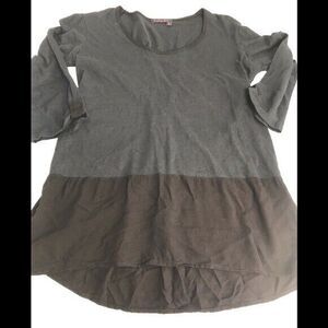 FRESH PRODUCE TUNIC SHIRT 2 Tone Black &‎ Blue Cotton Tee XS